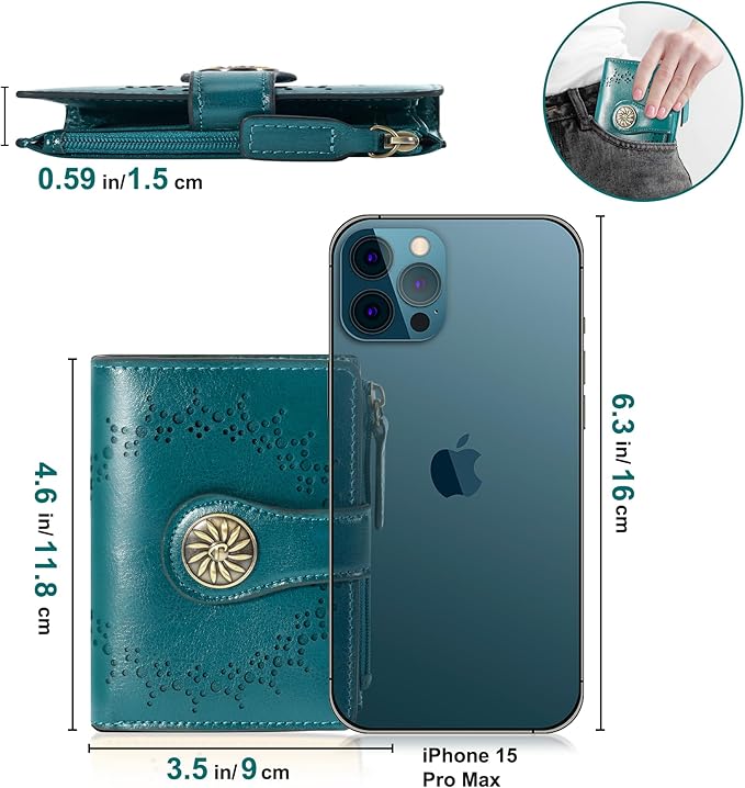 Tipmile Small Wallet for Women Bifold RFID Blocking Card Holder Leather Wallets with Zipper Coin Pocket