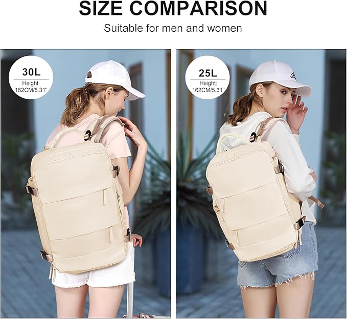 coowoz Travel Backpack For Women Men,Carry On Backpack,Hiking Backpack Waterproof Outdoor Sports Rucksack Casual Daypack Travel Essentials（Beige）