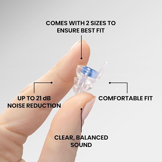 Eargasm Smaller Ears Blue Earplugs for Concerts, Festivals, Musicians, Night-Life, Motorcycle Hearing Protection - Reusable Ear Plugs for Small Ear Canals, High Fidelity Noise Reduction up to 21 dB