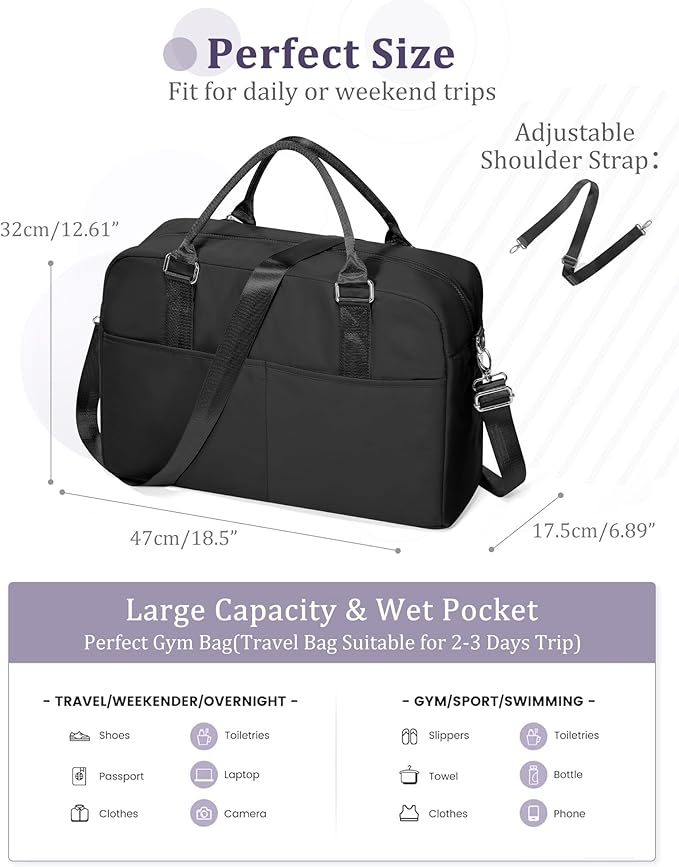 Gym Bag Womens,Travel Duffel Carry on Bag Sport Tote Bag Weekend Overnight Bag