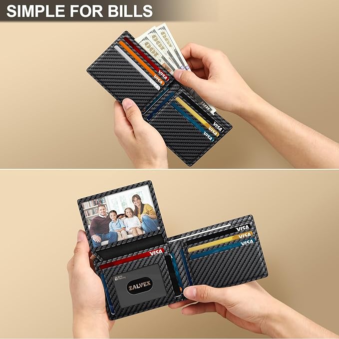 Wallet for Men Slim RFID Blocking Leather Credit Card Holder Wallet for 14 Cards, Bifold Minimalist Thin Wallet with 2 ID Windows & Cash Slot, Front Pockt Carteras Para Hombres, Birthday Gifts for Men