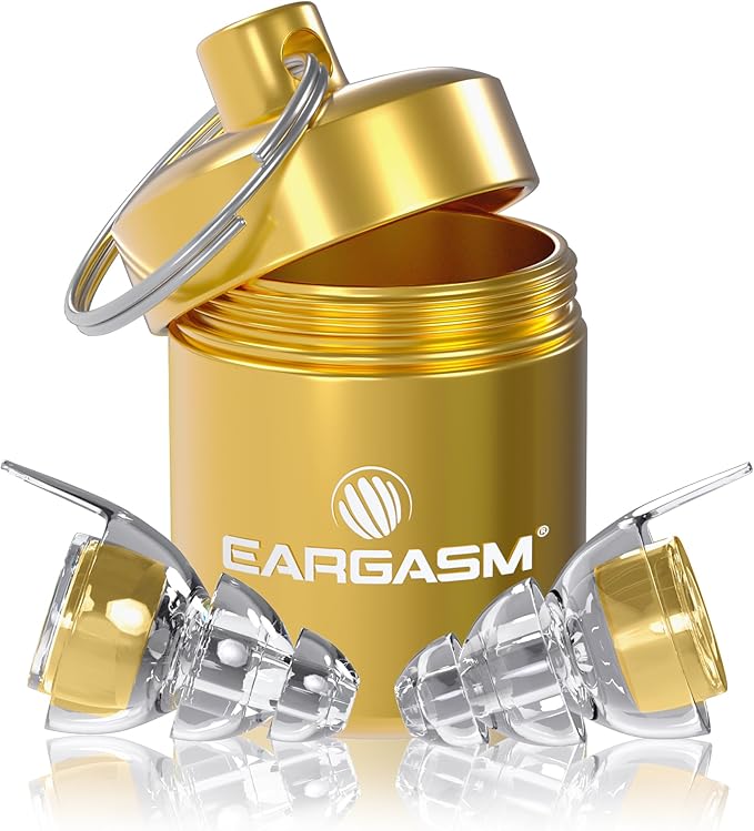Eargasm High Fidelity Gold Earplugs for Concerts, Festivals, Musicians, DJs, Night-Life, Motorcycle Hearing Protection - Reusable Ear Plugs for High Fidelity Noise Reduction up to 21 dB