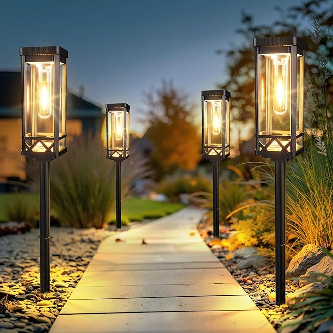 KOOPER Taller Solar Pathway Lights Outdoor, 12 Pack Upgraded Brighter Solar Garden Lights Solar Powered, Up to 15 Hours Outdoor Solar Lights for Yard Landscape Walkway Driveway Sidewalk (Warm White)
