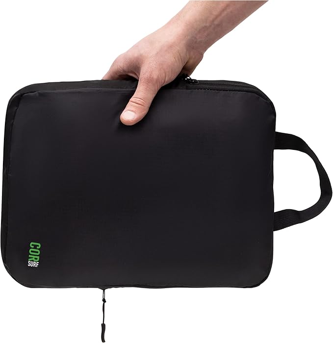 Compression Packing Cubes Travel Organizers plus Laundry or Shoe Bag with YKK Zippers (Black, 4 Piece)