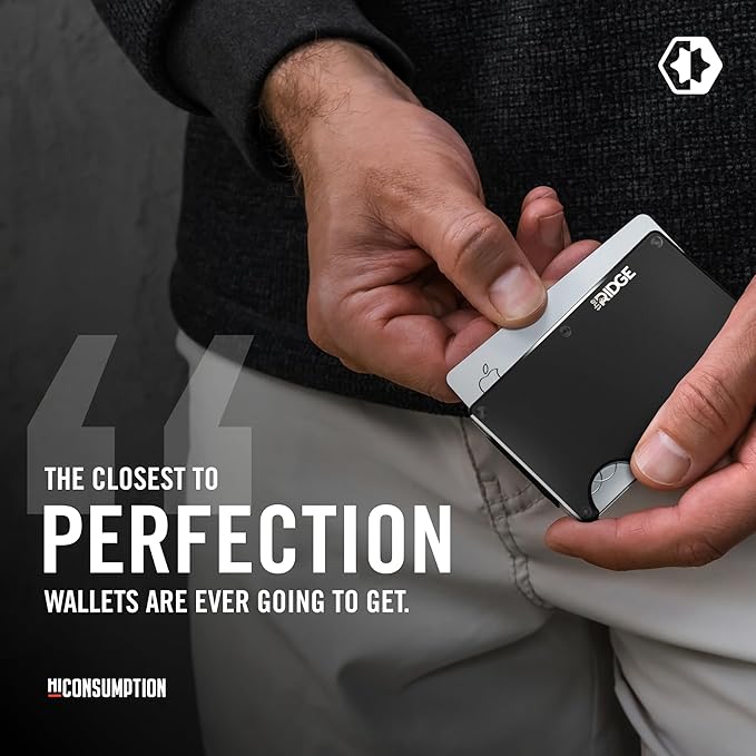 Ridge Wallet for Men - Slim Minimalist Compact Wallet and Card Holder, RFID Protected Front Pocket Wallets for Men with Integrated Cash Strap