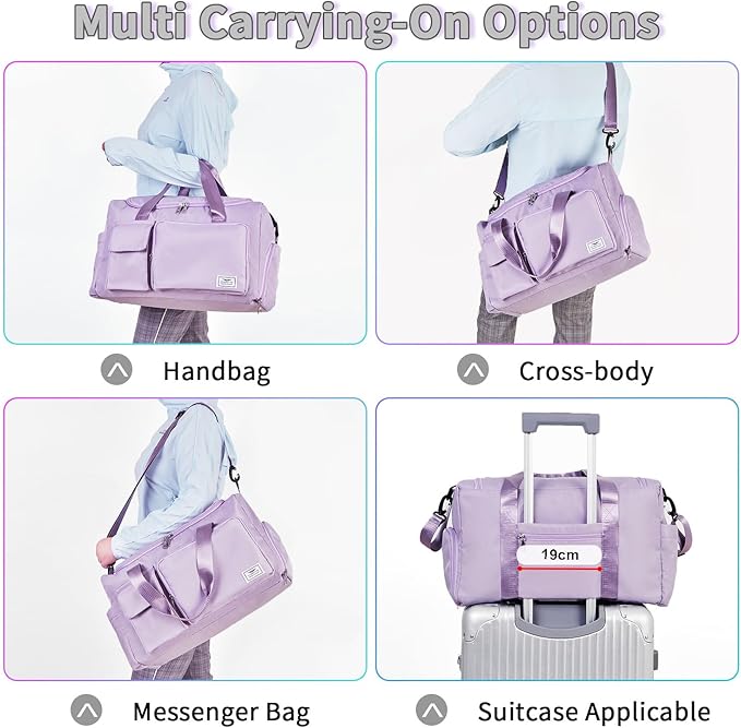 FIORETTO Women's Gym Duffle Bag with Shoes Compartment, 30L Capacity, Ideal for Travel, Gym, Sports, Duffel, Weekender