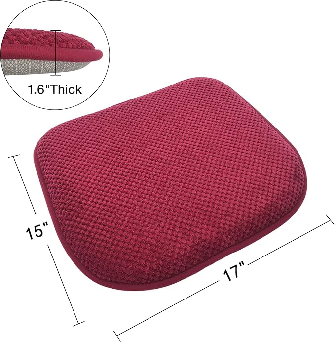 Wine Red Foam Seat Cushions Kitchen Chairs Pads for Dining Chairs Non Slip Office Seat Cushions Washable U Shaped Soft Thick Large Metal Wooden Chair Cushions,17" x 15"