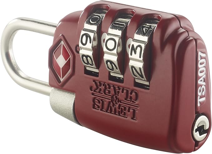 Lewis N. Clark TSA 3 Dial Combination Lock, Red