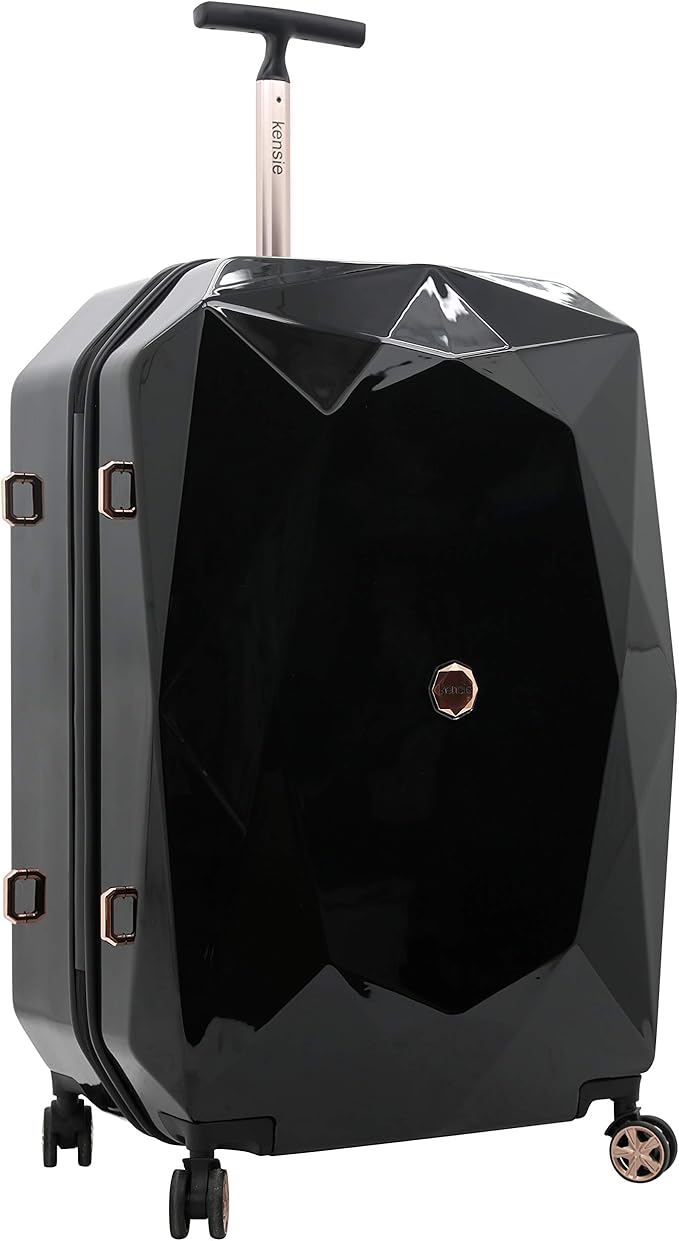 kensie Women's Gemstone Luggage Set, Black, 2 Piece Set (28"/20")