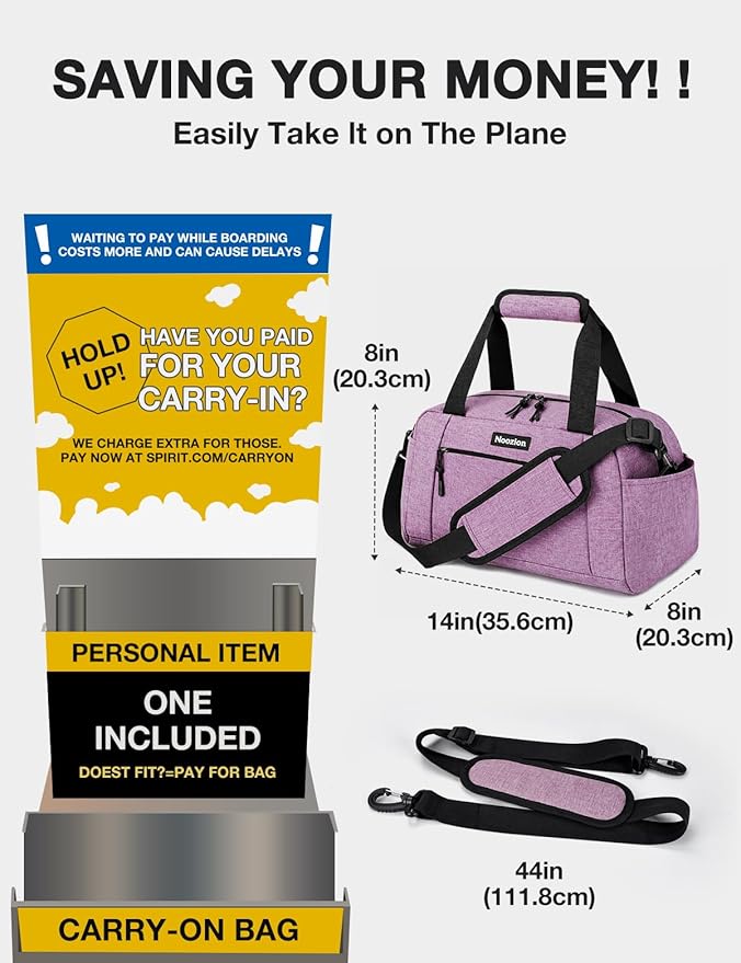 Noozion 14 inch Small Gym Bag for Women & Men, Lightweight Carry On Mini Duffle Bag with Multiple Pockets, Sports Bag for Travel and Workout.