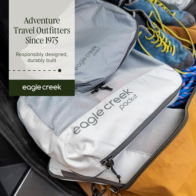 Eagle Creek Pack-It Reveal Cube - Lightweight Packing Cubes for Optimizing Luggage Space - Easy to Carry - Mesh Fabric - Water-Resistant - Easy Grab Zipper - Medium - Storm Grey