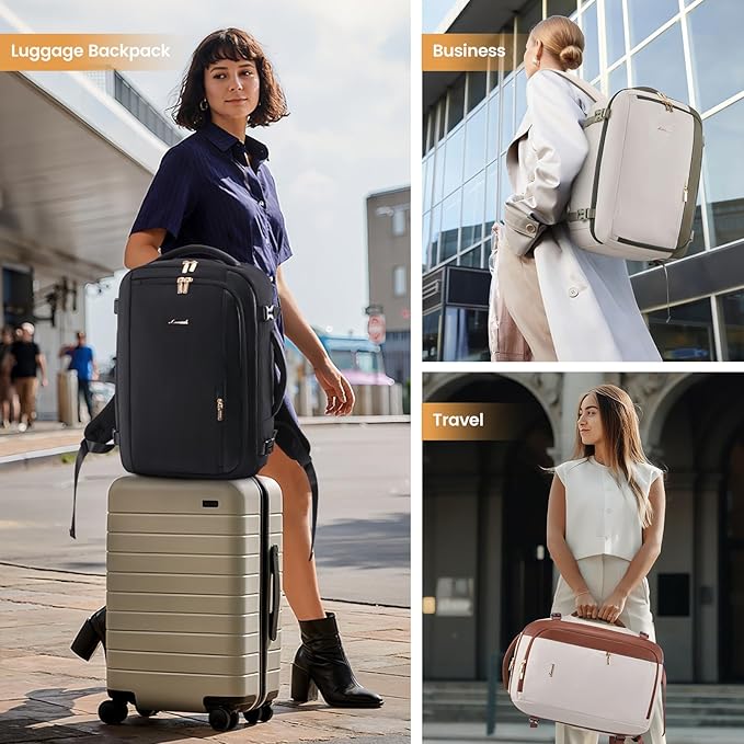 LOVEVOOK 40L Travel Backpack for Women,Carry on Luggage Backpack Flight Approved with 3 Packing Cubes,Waterproof Personal Item Travel Bag fits 17 Inch Laptop,Overnight Weekender Business Daypack