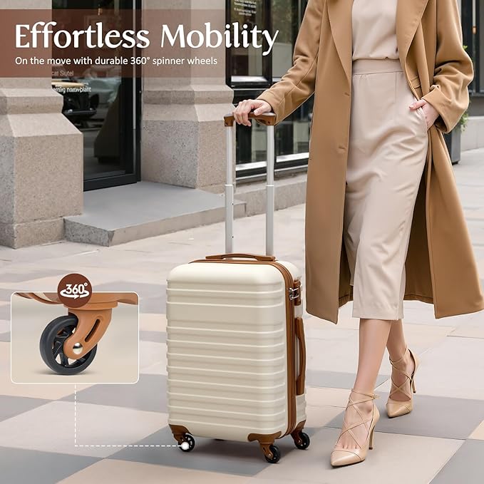 Coolife Suitcase Set 3 Piece Luggage Set Carry On Hardside Luggage with TSA Lock Spinner Wheels (Pink, 5 piece set)
