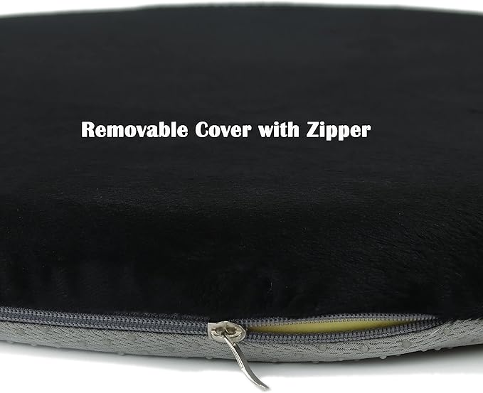 Sigmat Memory Foam Seat Cushion Anti-Slip Soft Round Chair Pad 16 Inch Velvet Black