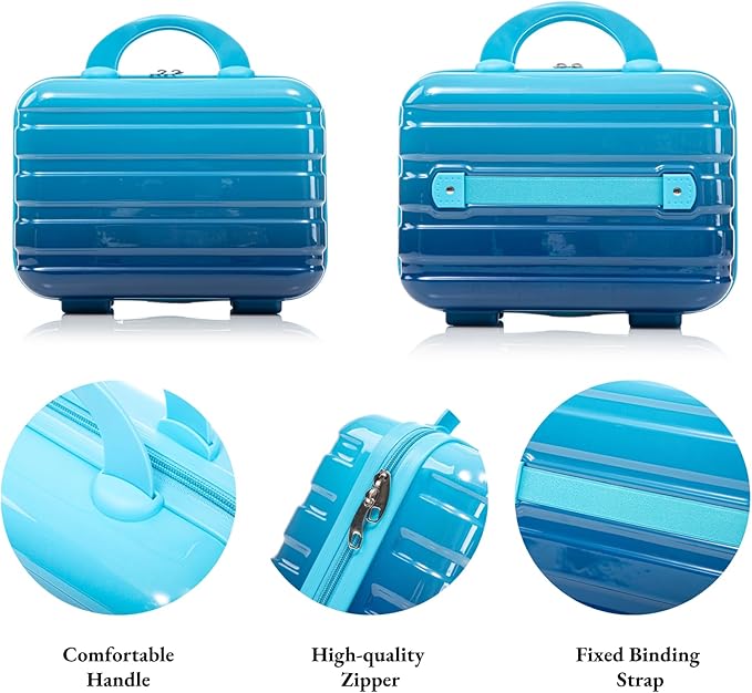 Gradient Blue-Navy Blue Luggage Set 14" & 20" - 2 Piece PC Spinner Wheel Suitcases with Combination Lock, Lightweight Carry On for Business & Vacation
