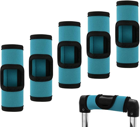 Cosmos 5 Pcs Neoprene Luggage Handle Wrap Soft Grip Handle Cover Luggage Identifier with Hollow Design for Push-Button Handle Trolley Handle and Travel Suitcase Trolley Case
