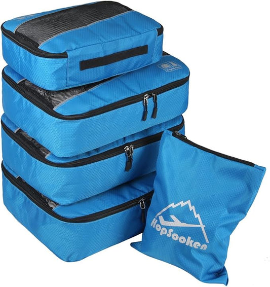 5 Set Packing Cubes for Travel Large Suitcase Luggage Organizer Bags Travel Accessories Vacation 4 Cubes 1 Laundry Pouch Bag