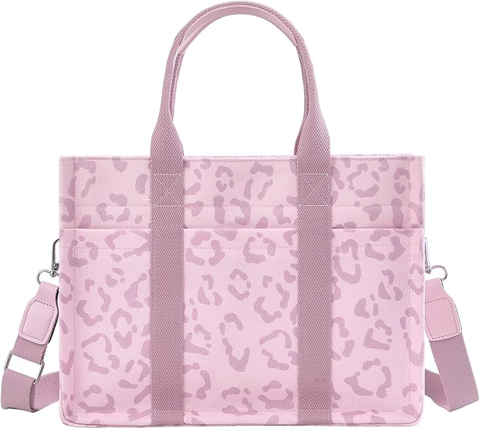 FIORETTO Canvas Tote Bag for Women with Zipper Closure & Individual Compartments for Work College for Teacher & Nurse