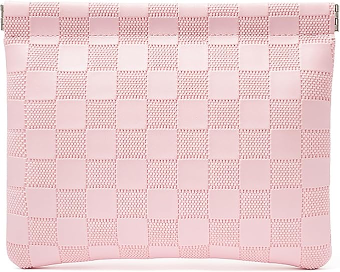 Leather Pocket Cosmetic Bag for Purse,Coin Purse Lipstick Cosmetic Accessories Organizer, Travel Kit Storage Pouch,Waterproof Portable No Zipper Self-closing