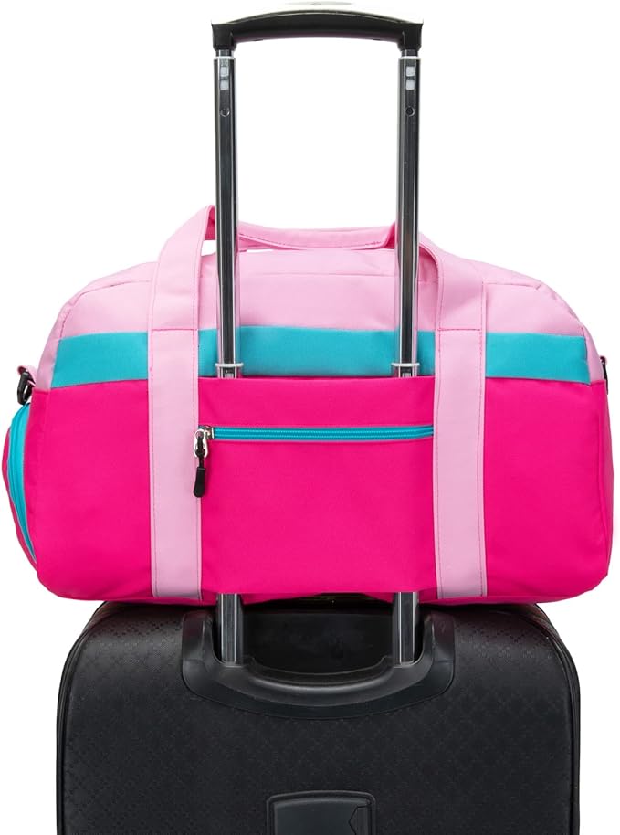 HawLander Kids Duffle Bag for Boys or Girls, Fit Sports Practice, or Overnight Travel Weekend (Pink)
