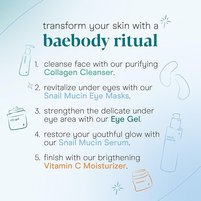 Baebody Snail Mucin Serum Moisturizer - Hydrating Serum for Face with Collagen - Snail Mucin Moisturizer for Youthful Skin - Korean Skin Care Inspired, Skincare Beauty Products for Women (3.38 fl oz)