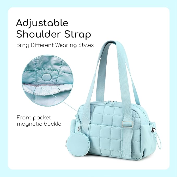 CAMTOP Mini Gym Bag for Women, Small Gym Tote Bag Puffy Quilted Sports Duffel Bag with Wet Compartment and Coin Purse Duffel Bags Dance Yoga Workout Bag for Gifts