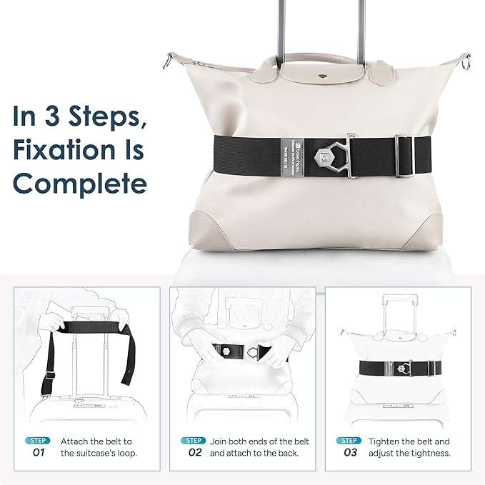 Travel Inspira Travel Belt for Luggage - Stylish & Easy-to-Use Elastic Strap for Suitcases & Carry-On Bags, Adjustable for Secure Travel