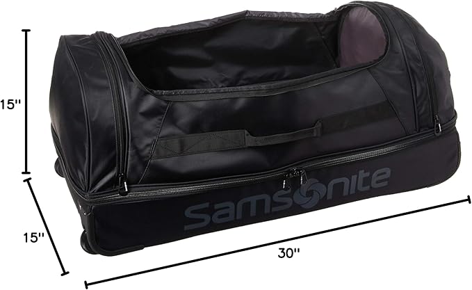 Samsonite Andante 2 Wheeled Duffel Bag – 32-Inch Durable Rolling Luggage with Inline Skate Wheels, Push-Button Handle & Spacious Compartments – Travel-Friendly and Lightweight - All Black
