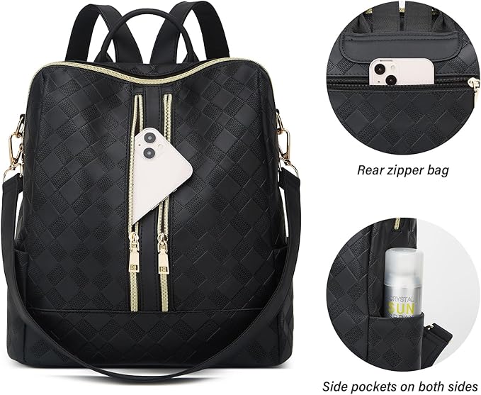 Makes Backpack Purse for Women PU Leather Travel Satchel Handbag Convertible Design Bag with Purse 2 Piece