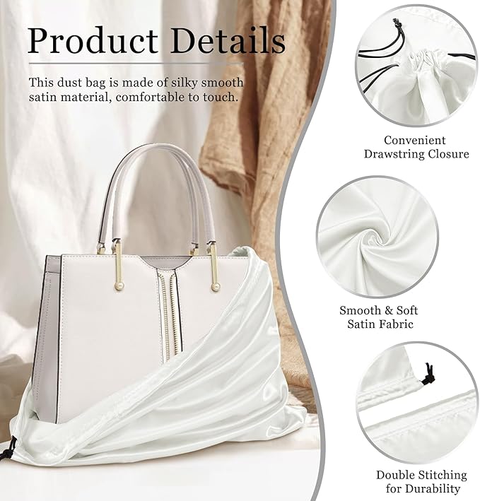 P Pothuiny 2 Pcs Satin Dust Bags for Handbags