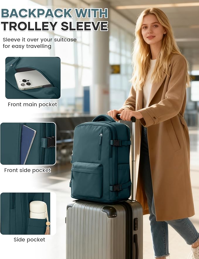 WONHOX Large Travel Backpack Carry on Flight Approved Laptop Work Business Backpack for Women Men Mochila de Viaje