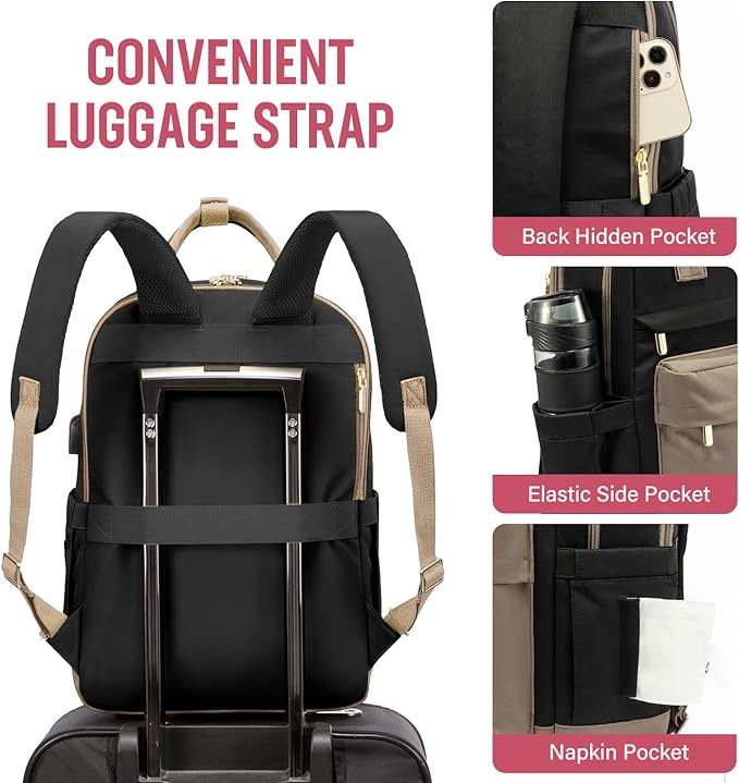 LOVEVOOK Laptop Backpack for Women Men 15.6 Inch Laptop Bag with USB Port Fashion Waterproof Backpacks Teacher Nurse Stylish Travel Bags Vintage Daypacks Bookbag for College School Work