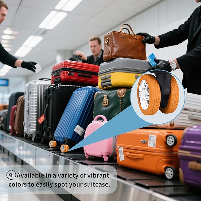 10Pcs Luggage Wheel Covers Silicone Silent Suitcase Protector for Luggage or Office Chair Caste Upgraded Wear-Resistant Anti-Noise Shock Absorption Suitcase Wheel Covers Accessories for Travel Orange