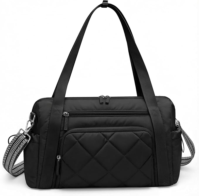 Gym Bag for Women, Duffle Weekender Bags for Travel, Lightweight Weekender Tote with Wet Pocket for Sports, Workout and Dance Black