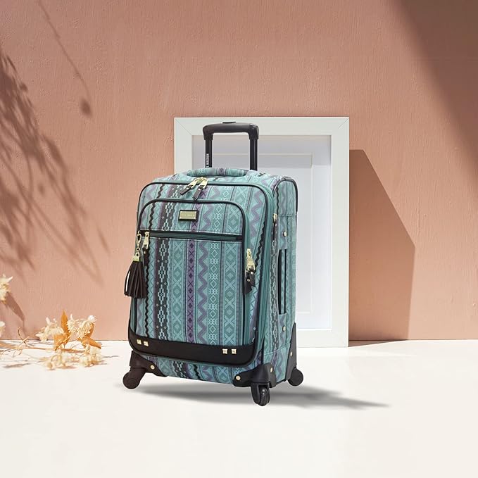 Steve Madden Designer Luggage Collection - 3 Piece Softside Expandable Lightweight Spinner Suitcase Set - Travel Set Includes an Under Seat Bag, 20-Inch Carry on and 28-Inch Checked Suitcase, Legends