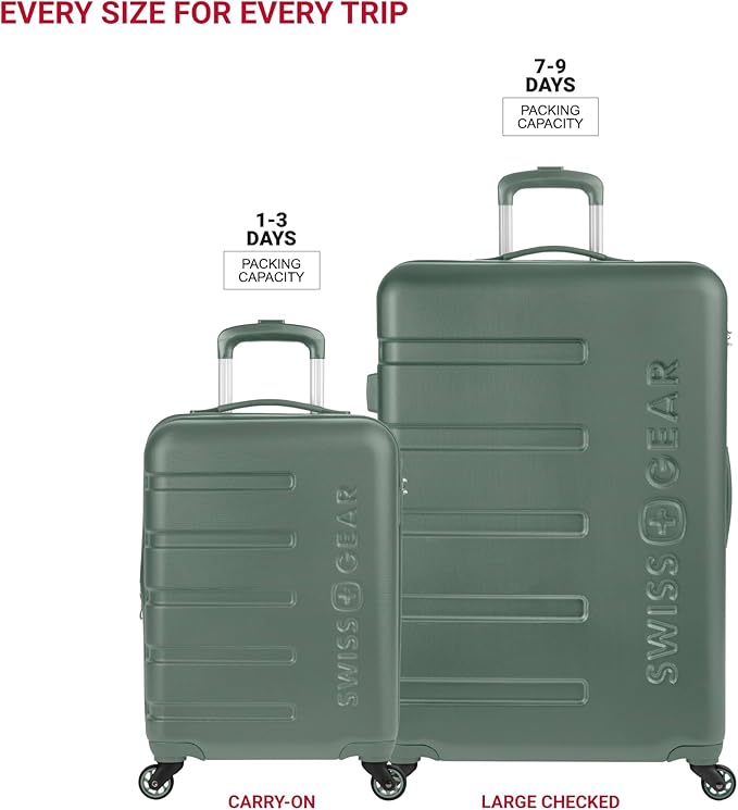 SwissGear 7366 Signature Hardside Expandable Luggage with Spinner Wheels, TSA Lock, Cup-Holder, Olive, 2-Piece Set (19/27)