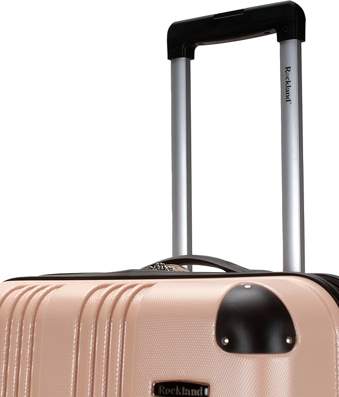 Rockland London Hardside Expandable Spinner Wheel Luggage, Champagne, Checked-Large 28-Inch