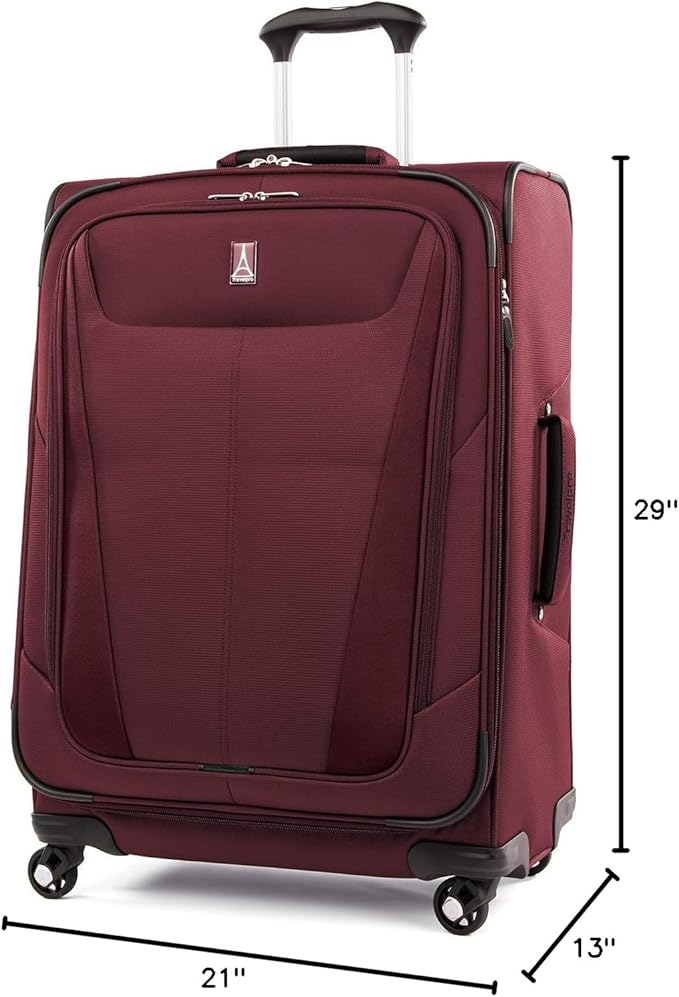 Travelpro Maxlite 5 Softside Expandable Luggage with 4 Spinner Wheels, Lightweight Suitcase, Men and Women, Burgundy, 3-Piece Set (21/25/29)