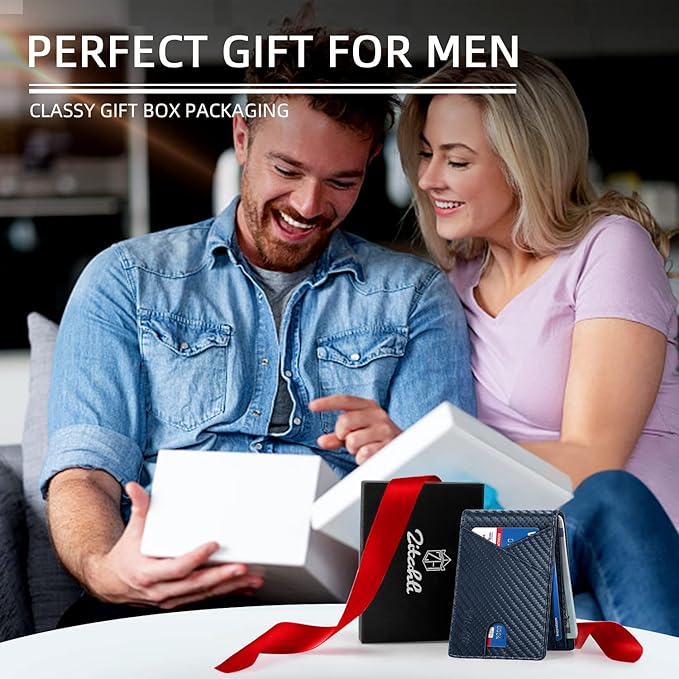Zitahli Bifold Wallets for Men - Slim RFID Leather Credit Card Holder for 6-11 Cards, Minimalist Thin Wallet with ID Window & Cash Slot,Front Pockt Carteras Para Hombres, Birthday Gifts for Men | Slim, RFID Blocking, Premium, Front Pocket, Gift Box, Le...