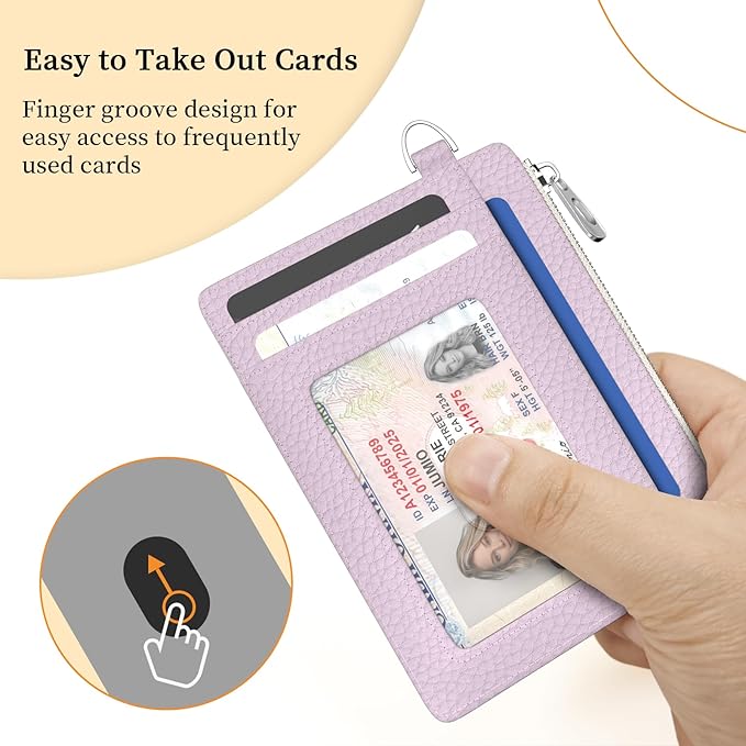 Hancynir Minimalist Small Wallet Women Credit Card Holder, RFID Blocking Slim Mini Card Wallets Cute Front Pocket PU Leather Card Case Thin Travel Zipper Coin Cash Ladies Female Wallet Gifts