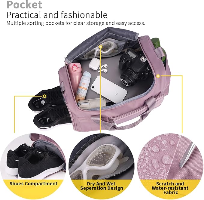 FIORETTO Women's Gym Duffle Bag with Shoes Compartment, 30L Capacity, Ideal for Travel, Gym, Sports, Duffel, Weekender