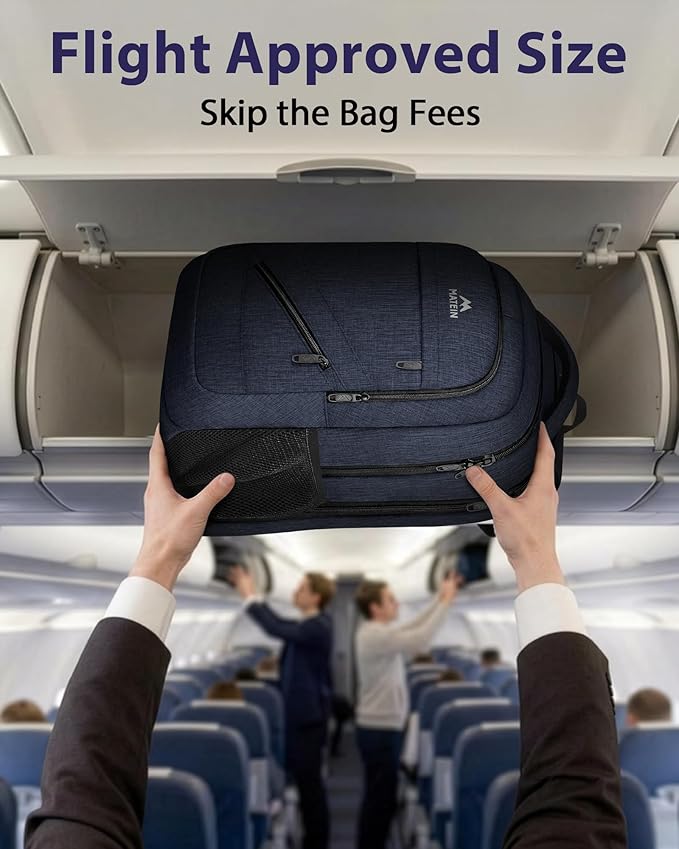 MATEIN Extra Large Laptop Backpack for Men, 50 L Travel Carry On TSA Approved Backpack with Trolley Sleeve, Waterproof Business Work Bag Fits 18.4 Inch Computer Notebook, Dark Blue