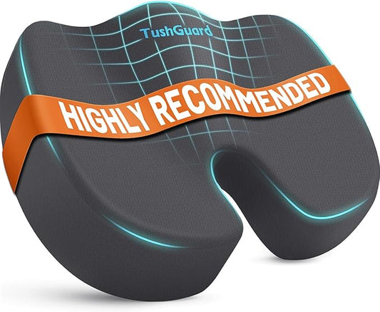 TushGuard Seat Cushion, Office Chair Cushions, Car Seat Cushion, Non-Slip Sciatica & Back Coccyx Tailbone Pain Relief Chair Pad, Memory Foam Butt Pillow for Computer Desk, Office(Gray, XXL)
