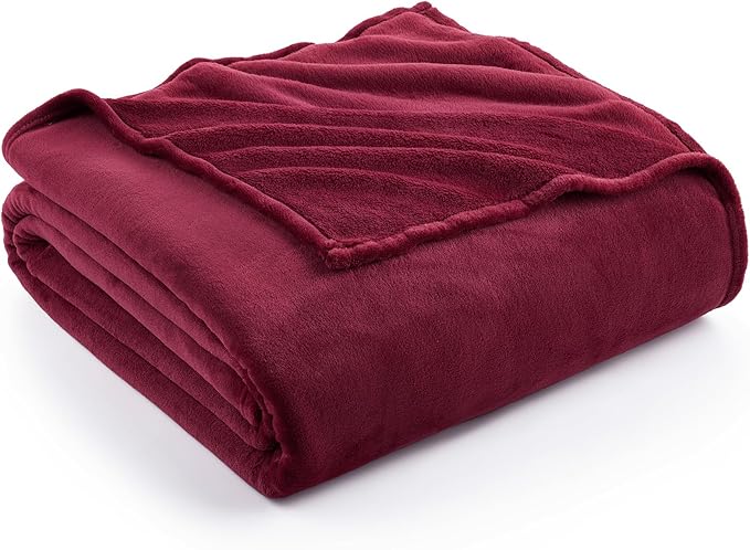 Hansleep Fleece Burgundy Red King Blanket, Flannel Fuzzy Plush Cozy Blanket for All Seasons, Burgundy Red, King 90x108 Inches