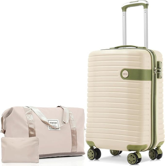 Merax 20Inch Carry on Luggage 22x14x9 airline approved Hardside Travel Suitcase Set with Spinner Wheels TSA Lock for Short Getaways