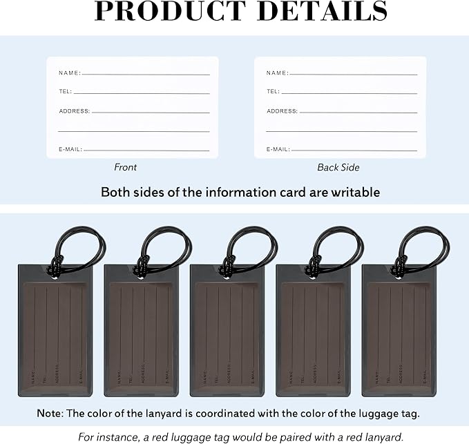 10 Pack Luggage Tags for Suitcases, Airplane Travel Essentials for Flying, International Travel Must Haves, and Luggage Accessories by Sodsay