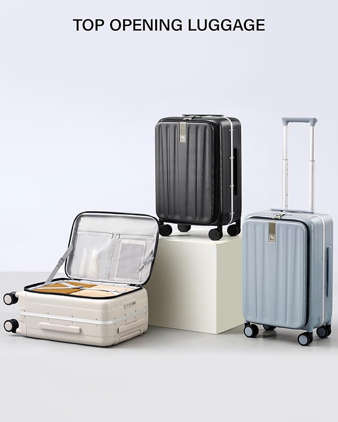 Hanke 26 Inch Large Checked Luggage PC Hard Shell Luggage Top Opening Travel Luggage Suitcases with Wheels for Woman Men.(Jet Black)