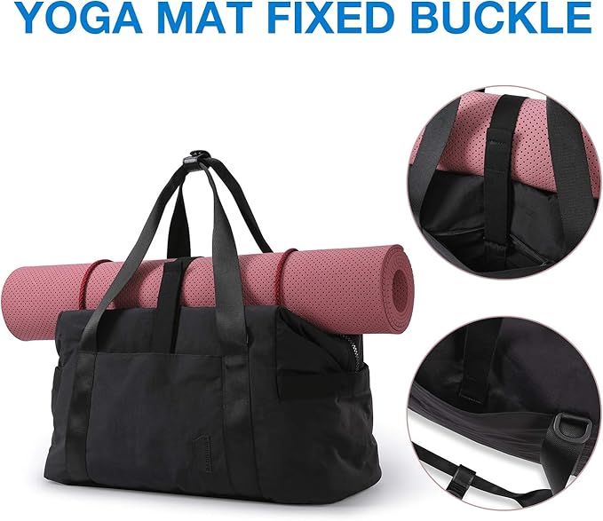 BAGSMART Gym Bag for Women, Carry on Weekender Overnight Bag, Travel Duffel Bags with Trolley Sleeve, Personal Item Travel Bag Tote Bag Workout Dance Bag(Black,Medium)