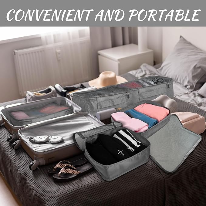 Silkfly 12 Pcs Packing Cubes for Suitcase Travel Luggage Bags Bulk Mesh Organizer Set for Hiking Camping Backpacking Clothes Accessories(Gray)