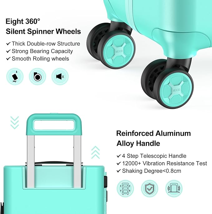 20 Inch Carry-on Luggage Zipperless for Women, Hardside Rolling Suitcase with Spinner Wheels & TSA Lock,PC Lightweight Carry on Luggage Airline Approved 22x14x9 Hard Shell